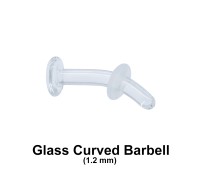 1.2mm Glass Piercing Curved Bar with Clear O-ring